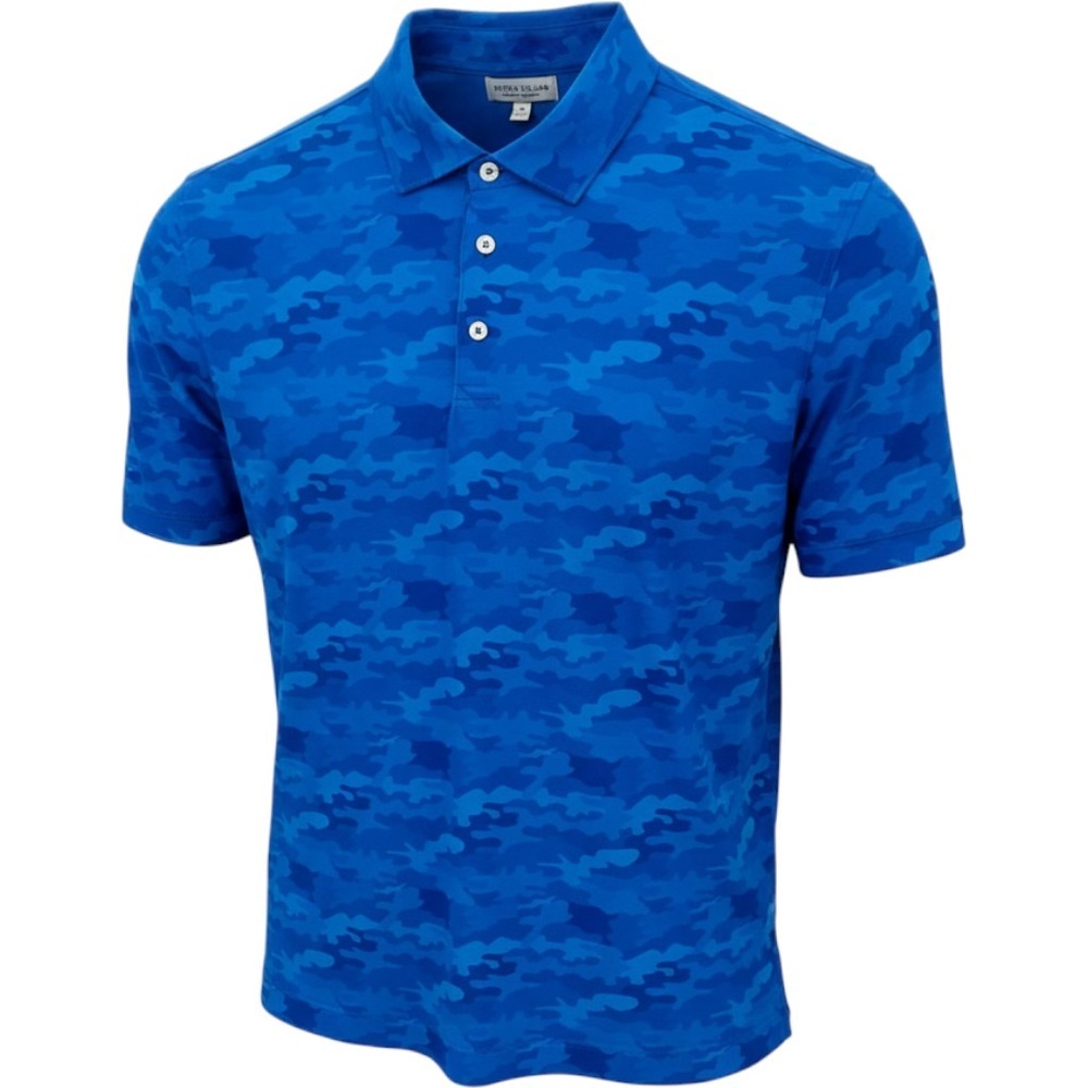 Peter Millar Blue Camouflage Polo Shirt Mens Medium Summer Comfort Golf Camo